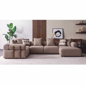 Casa Padrino divano ad angolo di lusso grigio / marrone 390 cm - Divano componibile da soggiorno