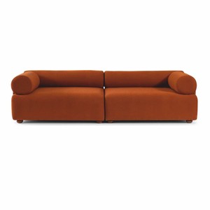 Casa Padrino divano di lusso arancione / marrone 260 cm - Divano componibile da soggiorno