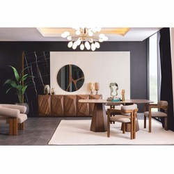 Luxus Massivholz Sideboard mit 5 Türen Braun