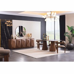 Luxus Massivholz Sideboard mit 5 Türen Braun