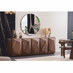Luxus Massivholz Sideboard mit 5 Türen Braun