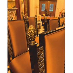 Casa Padrino Luxus Barock Esszimmerstuhl 4er Set Braun / Schwarz / Gold - Barock Möbel