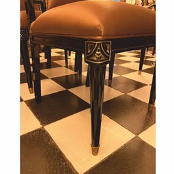 Casa Padrino luxury baroque dining chair set of 4 brown / black / gold - Baroque furniture
