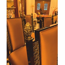 Casa Padrino luxury baroque dining chair set of 4 brown / black / gold - Baroque furniture
