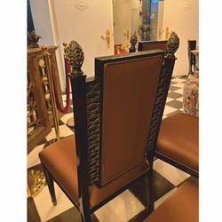 Casa Padrino luxury baroque dining chair set of 4 brown / black / gold - Baroque furniture