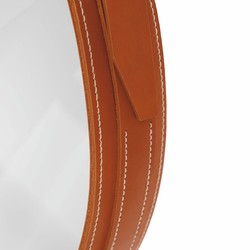 Casa Padrino miroir de luxe marron - Différentes Tailles - Miroir mural rond avec cuir véritable