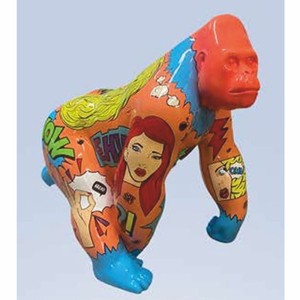 Casa Padrino scultura decorativa XXL scimmia gorilla arancione / colorato 160 x 86 x A. 136 cm