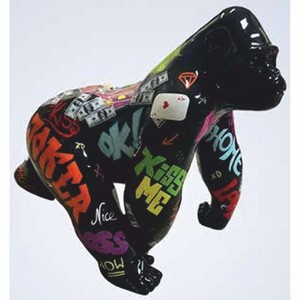 Casa Padrino scultura decorativa XXL scimmia gorilla nero / colorato 160 x 86 x A. 136 cm