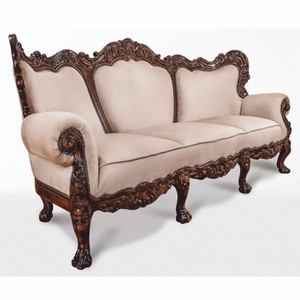 Casa Padrino Luxus Barock Samt Sofa Grau / Dunkelbraun 227 cm - Barockstil Wohnzimmer Möbel