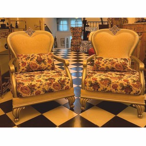 Casa Padrino ensemble de 2 fauteuils de salon baroques de luxe coloré / argent - Meubles de style baroque
