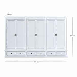 Casa Padrino Landhausstil Schlafzimmer Schrank Weiß 340 cm - Landhausstil Schlafzimmer Möbel