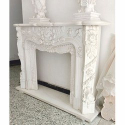 Casa Padrino cornice del camino in marmo barocco di lusso bianco 150 x A. 110 cm - Mobili barocco