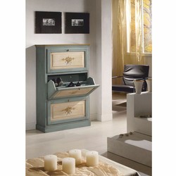 Casa Padrino luxury baroque shoe cabinet blue / natural / brown H. 130 cm - Made in Italy