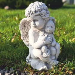 Jugendstil Garten Deko Skulptur Engel Grau