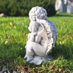 Jugendstil Garten Deko Skulptur Engel Grau