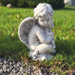Jugendstil Garten Deko Skulptur Engel Grau
