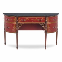 Casa Padrino cómoda barroco de lujo con tapa de mármol rojo / marrón / oro / negro 145 cm
