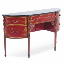 Casa Padrino cómoda barroco de lujo con tapa de mármol rojo / marrón / oro / negro 145 cm