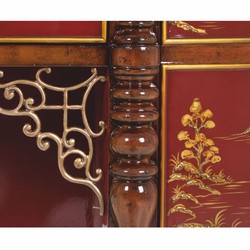 Casa Padrino cómoda barroco de lujo con tapa de mármol rojo / marrón / oro / negro 145 cm