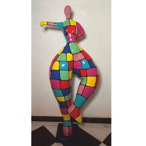 Casa Padrino escultura decorativa mujer haciendo deporte colorido A. 132 cm - Figura de jardín