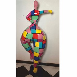 Deko Skulptur Figur Frau Bunt