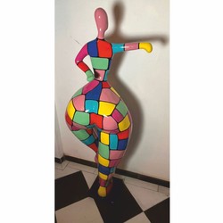 Deko Skulptur Figur Frau Bunt