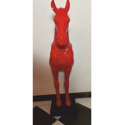 Wanddeko Skulptur Pferd Rot Schwarz