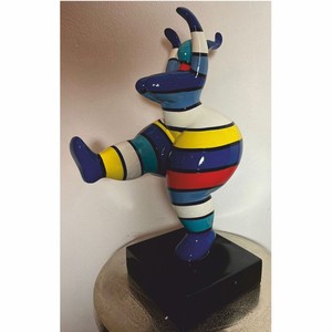 Casa Padrino figura decorativa donna che fa sport colorato con strisce A. 48 cm - Pezzo da esposizione
