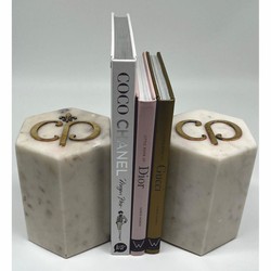 Casa Padrino luxury marble decorative bookend set white / gold