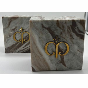 Casa Padrino luxury marble decorative bookend set gray-brown / gold
