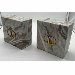 Casa Padrino conjunto de sujetalibros decorativos de mármol de lujo gris-marrón / oro
