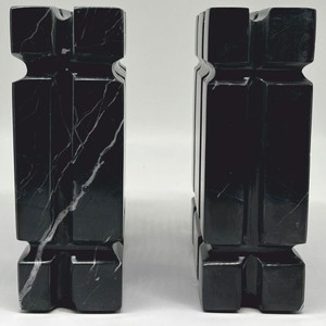 Casa Padrino Luxus Marmor Deko Buchstützen Set Schwarz - Deko Accessoires