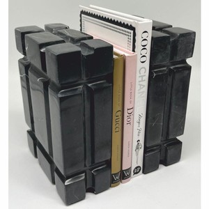 Casa Padrino Luxus Marmor Deko Buchstützen Set Schwarz - Deko Accessoires