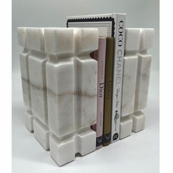 Casa Padrino ensemble serre-livres décoratifs en marbre de luxe blanc - Accessoires de décoration