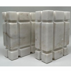 Casa Padrino ensemble serre-livres décoratifs en marbre de luxe blanc - Accessoires de décoration