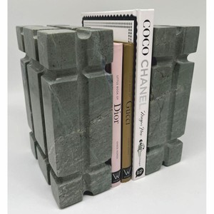 Casa Padrino Luxus Marmor Deko Buchstützen Set Grau - Deko Accessoires