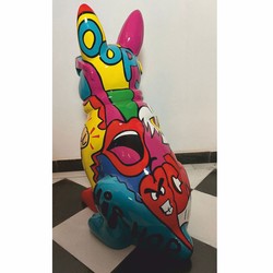 Deko Skulptur Figur Hund Bulldogge Bunt