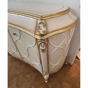 Casa Padrino Luxus Barock Sideboard Weiß / Antik Gold 254 cm - Barock Möbel