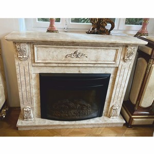 Casa Padrino luxury baroque electric fireplace with remote control cream 118 x 32 x H. 96.5 cm