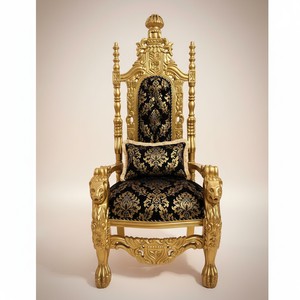 Pompöös by Casa Padrino Luxus Barock Thron Sessel Provence Schwarz / Gold - designed by Harald Glööckler