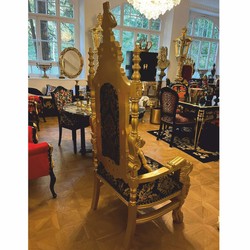 Pompöös di Casa Padrino poltrona trono barocco di lusso Provenza nero / oro - progettata da Harald Glööckler