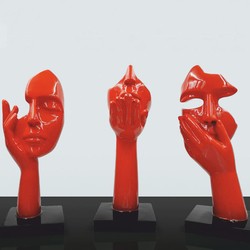 Kunstharz Deko Skulptur Rot Schwarz