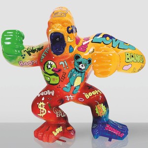 Casa Padrino XXL decorative sculpture gorilla monkey colorful H. 180 cm - Garden figure