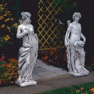 Casa Padrino conjunto de esculturas decorativas de jardín Art Nouveau hombre y mujer gris - Figuras de jardín