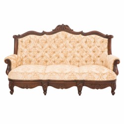 Casa Padrino sofá barroco de lujo crema / beige / marrón 210 cm - Muebles de salón de estilo barroco