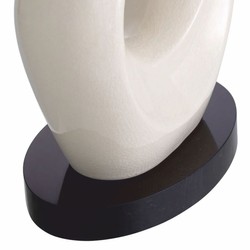 Casa Padrino luxury ceramic table lamp with oval lampshade white / black / gray H. 89 cm