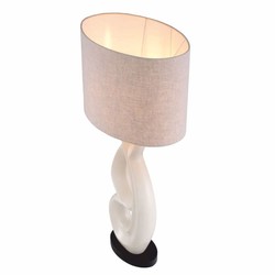 Casa Padrino luxury ceramic table lamp with oval lampshade white / black / gray H. 89 cm
