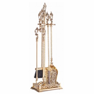 Casa Padrino cubiertos para chimenea barrocos con soporte oro A. 78 cm - Accesorios para chimenea