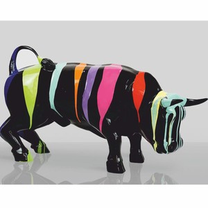 Casa Padrino decorative sculpture bull black / colorful 81 cm - Garden figure