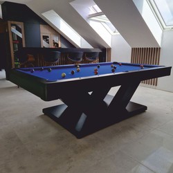 Luxus Billardtisch Esstisch Schwarz Blau